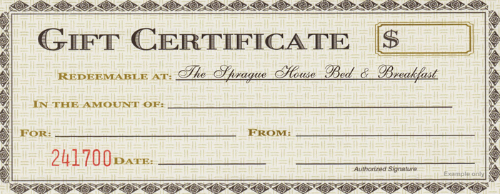 Email The Sprague House for a Gift Certificate