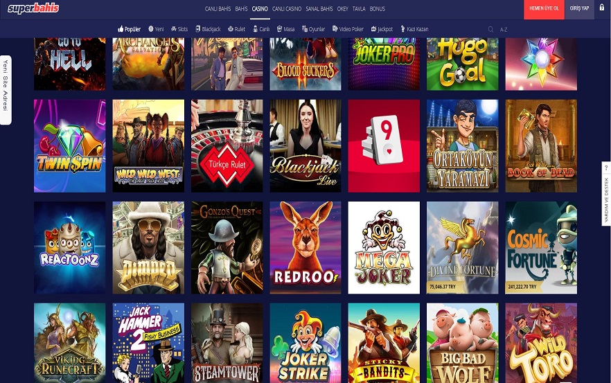 Süperbahis Casino Sayfa Örneği