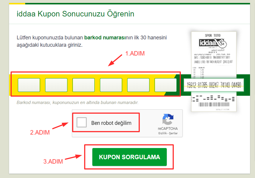 Kupon Sorgulama Adım 2