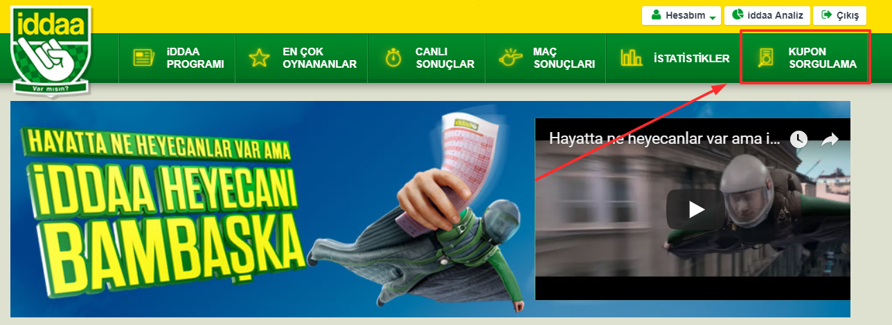 Kupon Sorgulama 1.Adım